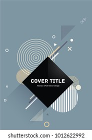 Angular memphis neo pattern with white, orange and beige geometrical shapes on grey background. Minimalistic front page surface. Colorful memphis neo style vector for marketing purpose.