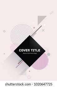 Angular memphis neo pattern with white, purple and blue geometrical shapes on pale pink background. Minimalistic front page texture. Colorful memphis neo style graphic design for personal purpose.