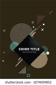 Angular memphis neo pattern with white, electric blue, beige and brown geometrical shapes on background. Minimalistic front page theme. Colorful memphis neo style design for business purpose.