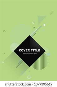 Angular memphis neo pattern with white, blue and green geometrical shapes on background. Minimalistic front page theme. Colorful memphis neo style illustration for advertisement purpose.