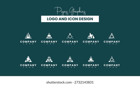 Ícones do logotipo da Montanha Angular para Branding