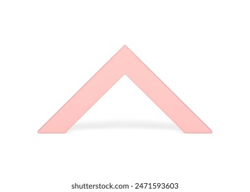 Angular pink corner arch geometric stage presentation 3d decor element front view realistic vector illustration. Angled minimalist basic foundation archway column two sided structure premium design