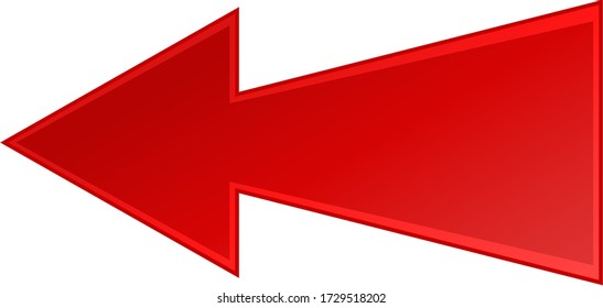 Angular red arrow to the left icon on a white background