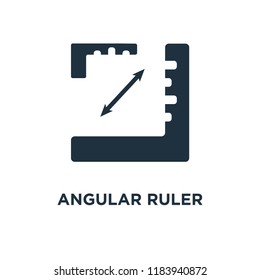 Angular Ruler icon. Black filled vector illustration. Angular Ruler symbol on white background. Can be used in web and mobile.