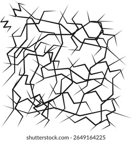 Rede de rabisco angular. Padrão caótico de traço. Malha de linha irregular. Ângulo abstrato do vetor.