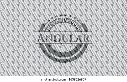 Angular silver shiny badge. Scales pattern. Vector Illustration. Detailed.