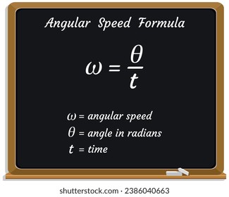 Angular Speed Formula on a black chalkboard. School. Vector illustration.