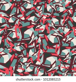 Angular spots scattered in random order. Fashionable camouflage. For hunters, fishermen, tourists and mods. For backgrounds, wall-papers, design, computer games and other design.