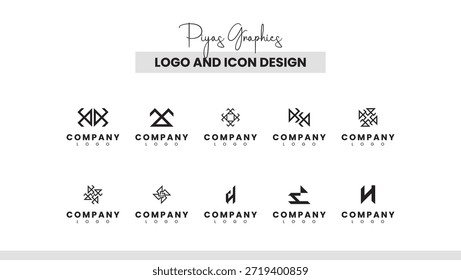 Coleção de Ícones de Logotipo Simétrico Angular