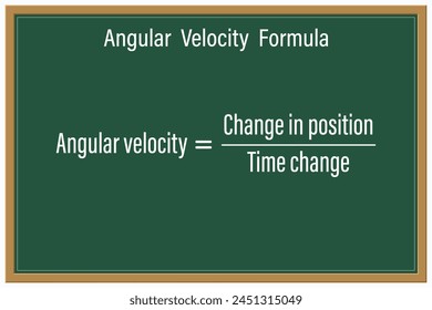 Angular Velocity Formula on a green chalkboard. Education. Science. Formula. Vector illustration. svg