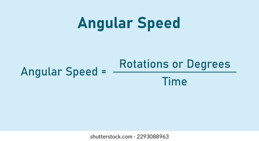 Angular velocity formula in physics. Vector illustration isolated on blue background.