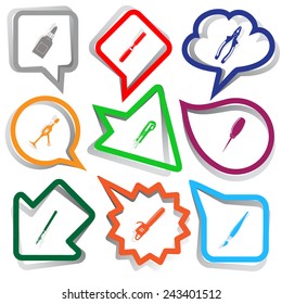 Angularly set. Paper stickers. Vector illustration.