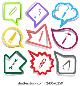 Angularly set. Paper stickers. Vector illustration.