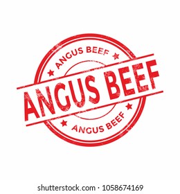 Angus beef round grunge red stamp.