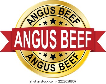 angus beef round isolated gold badge vector sign logo badge