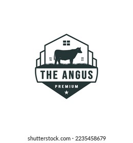 the angus cattle emblem label vector logo design illustration 2