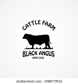 angus cattle farm logo design