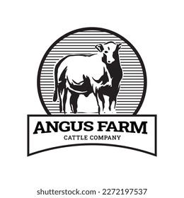 angus cattle farm logo vector design