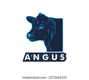 ANGUS CATTLE HEAD LOGO silhouette of great bull head vector illustrations svg