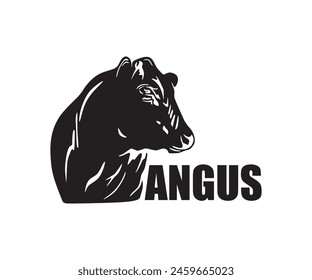 angus cattle head logo, silhouette of great cow face vector illustrations