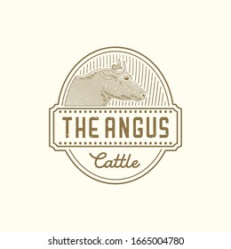 The Angus Cattle Rustic Grunge texture Logo design.