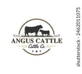 Angus cattle vintage logo design