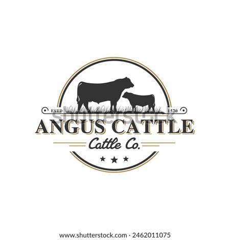 Angus cattle vintage logo design