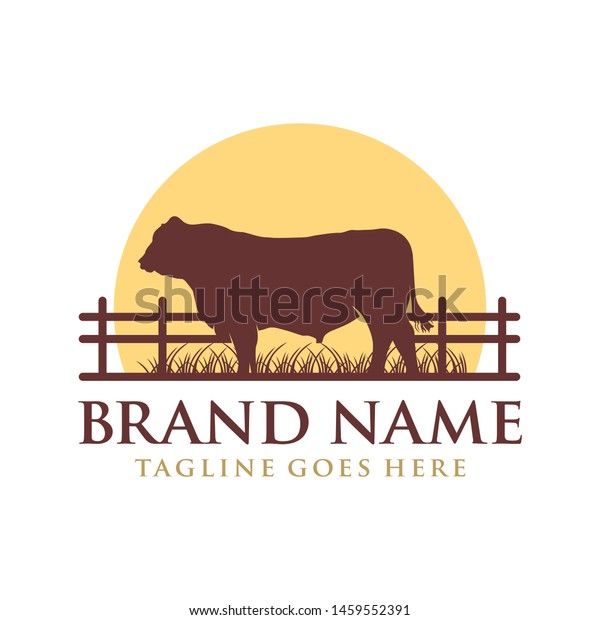 Angus Cow Logo Design On Grass Stock Vector (Royalty Free) 1459552391 ...