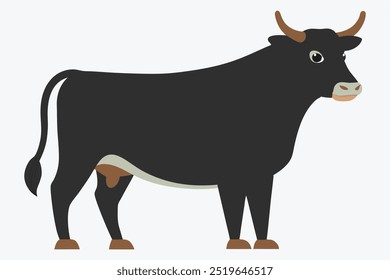 Ilustração de vetor de vaca angus, Clipart de animal de fazenda, Design Gráfico de gado, Ícone de gado bovino, Silhueta de angus