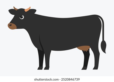 Ilustração de vetor de vaca angus, Clipart de animal de fazenda, Design Gráfico de gado, Ícone de gado bovino, Silhueta de angus