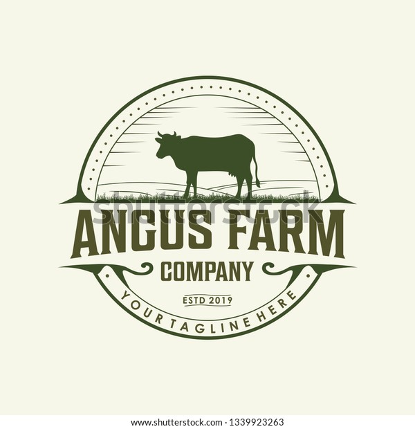 Angus Farm Classic Logo Design Stock Vector Royalty Free 1339923263