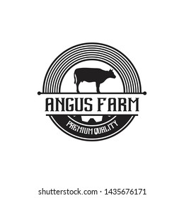 Angus farm logo design vector template