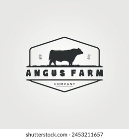 Angus Farm Logo Emblem Vektorgrafik Vintage Illustration Design, Icon Zeichen und Symbol