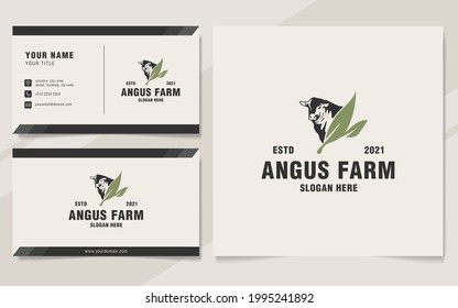 Angus farm logo template monogram style