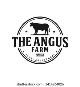Angus farm vintage logo design