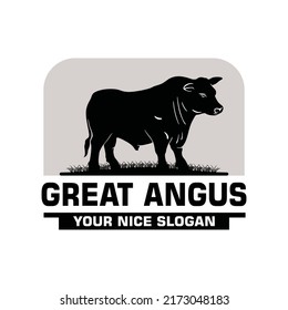 ANGUS GREAT BULL LOGO, SILHOUETTE OF GREAT BULL standing,vector illustrations svg