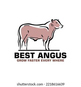 logo de angus gran bovino, silueta de abstención simple de ilustraciones de vectores en pie de toro