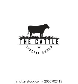 Angus Logo applied for the cafe bar and restaurant logo design inspiration. Retro Vintage Cattle Angus Beef Emblem Label Livestock logo design vector