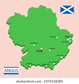 Ilustración de vectores Mapa de la región de Angus en Escocia