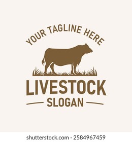 Angus Silhouette for Beef Cattle Farm, Premium Quality Meat or Slaughterhouse Label Logo Design