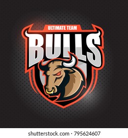 Angy  Bull Head.  Emblem , Sport And Team Logo