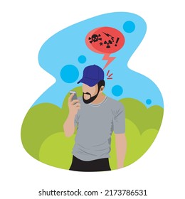 Angy man talking on telephon