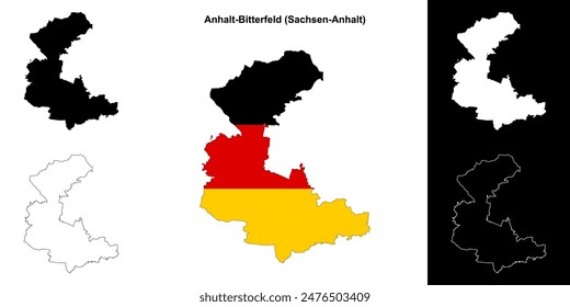 Anhalt-Bitterfeld (Sachsen-Anhalt) blank outline map set