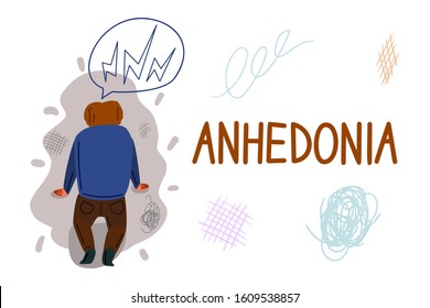 Anhedonia hand drawn banner vector template. Emotional indifference, melancholy cartoon poster
