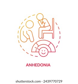 Anhedonia red gradient concept icon. Personality disorder. Psychiatry condition. Round shape line illustration. Abstract idea. Graphic design. Easy to use in infographic, presentation, brochure