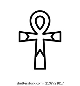 Anhk Icon. Line Art Style Design Isolated On White Background