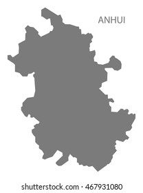 Anhui China Map in grey