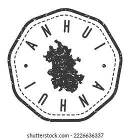 Anhui, China Map Stamp Retro Postmark. Silhouette Postal Passport. Seal Round Vector Icon. Badge Vintage Postage Design.