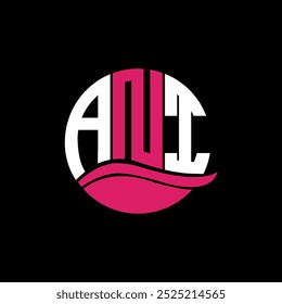 Monograma del logotipo de ANI aislado en la Plantilla de diseño del elemento circular, diseño del logotipo de la letra de ANI en fondo negro. Concepto de logotipo de letra de iniciales creativas ANI. ANI.

