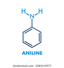 Aniline molecular formula, showing the aminobenzene chemical compound